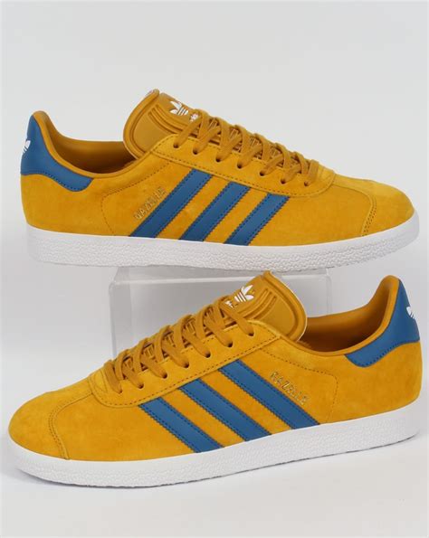 adidas blue and yellow shoes.